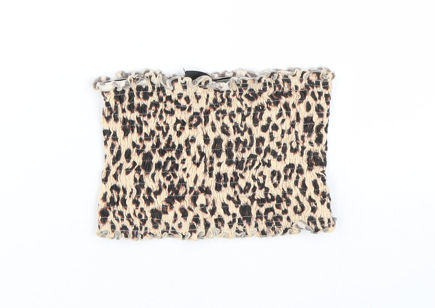 Topshop Womens Brown Animal Print  Cropped T-Shirt Size 8