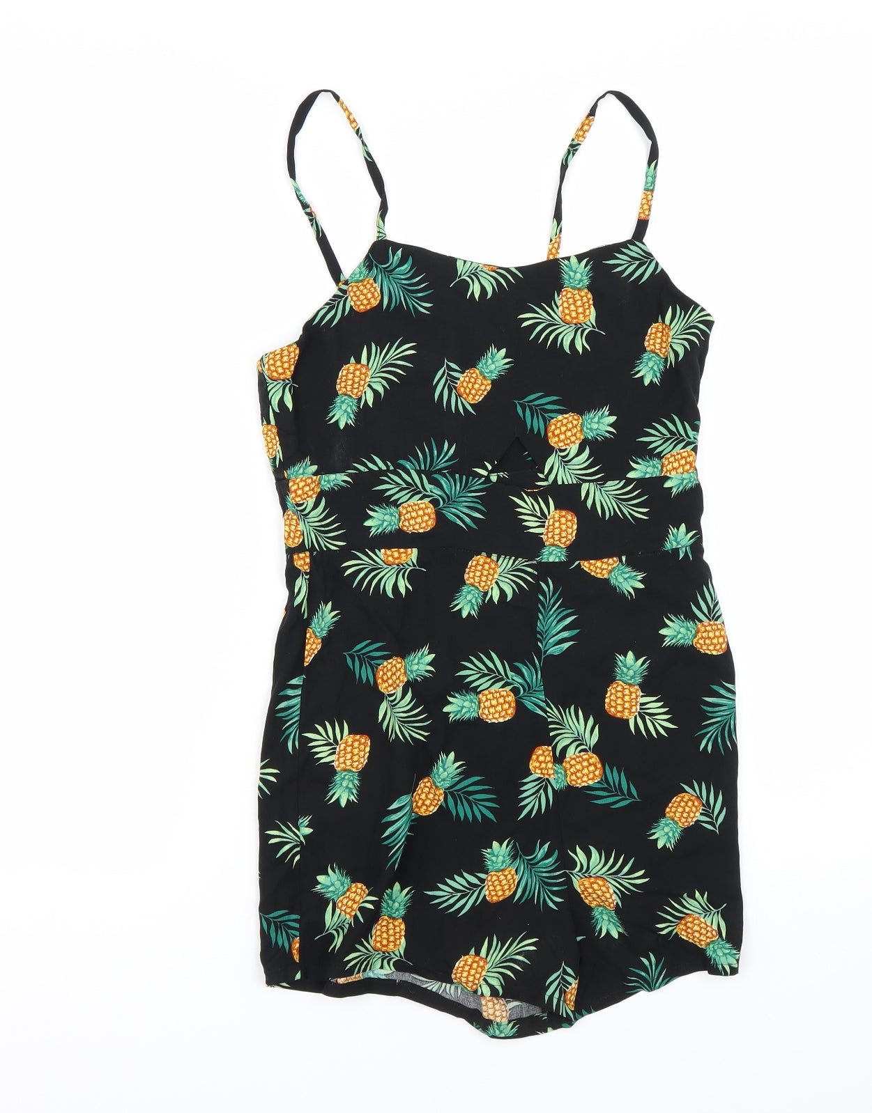 New Look Girls Black Floral  Jumpsuit One-Piece Size 12 Years  - pineapple