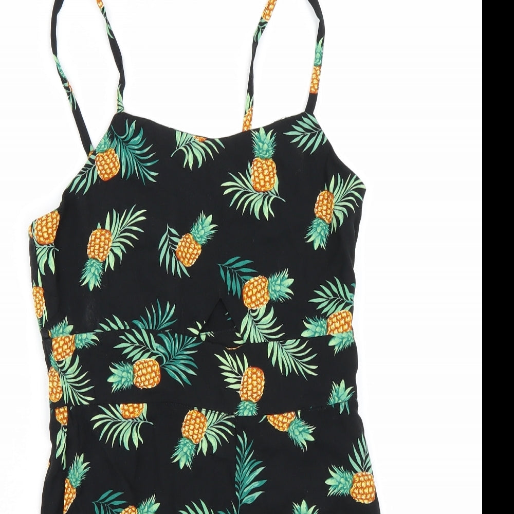 New Look Girls Black Floral  Jumpsuit One-Piece Size 12 Years  - pineapple