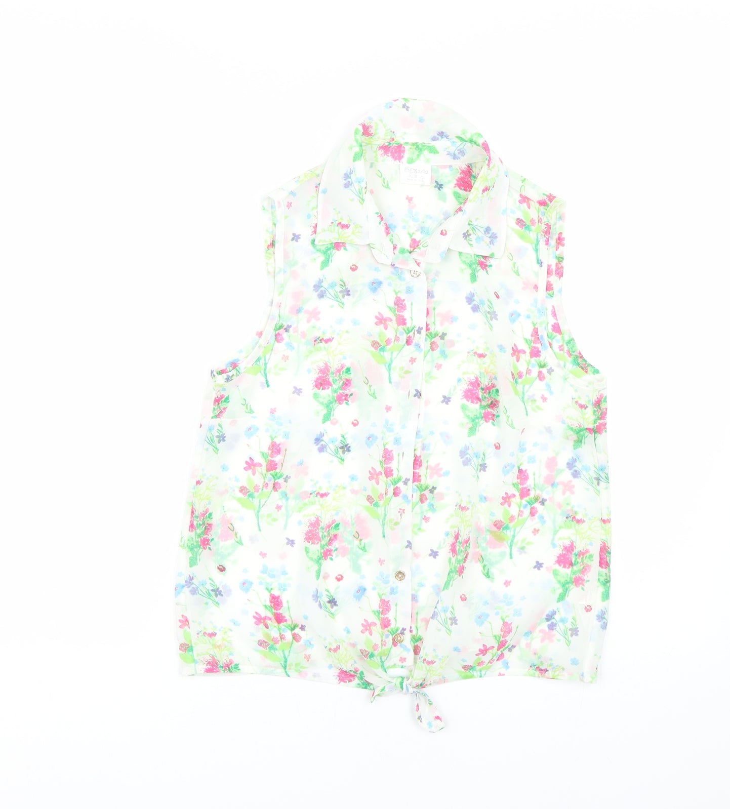 F&F Girls White Floral  Basic Button-Up Size 12-13 Years