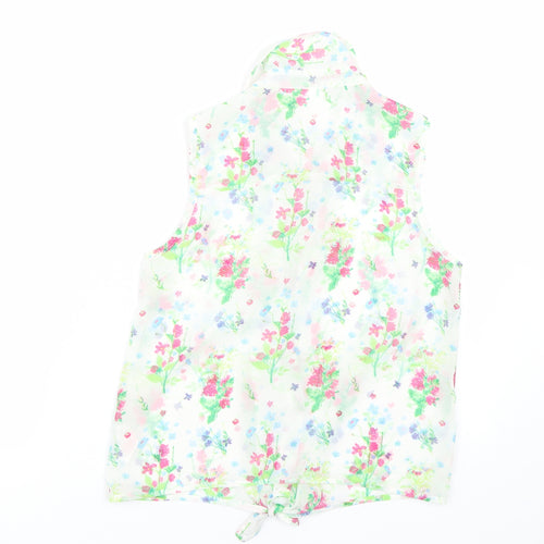 F&F Girls White Floral  Basic Button-Up Size 12-13 Years