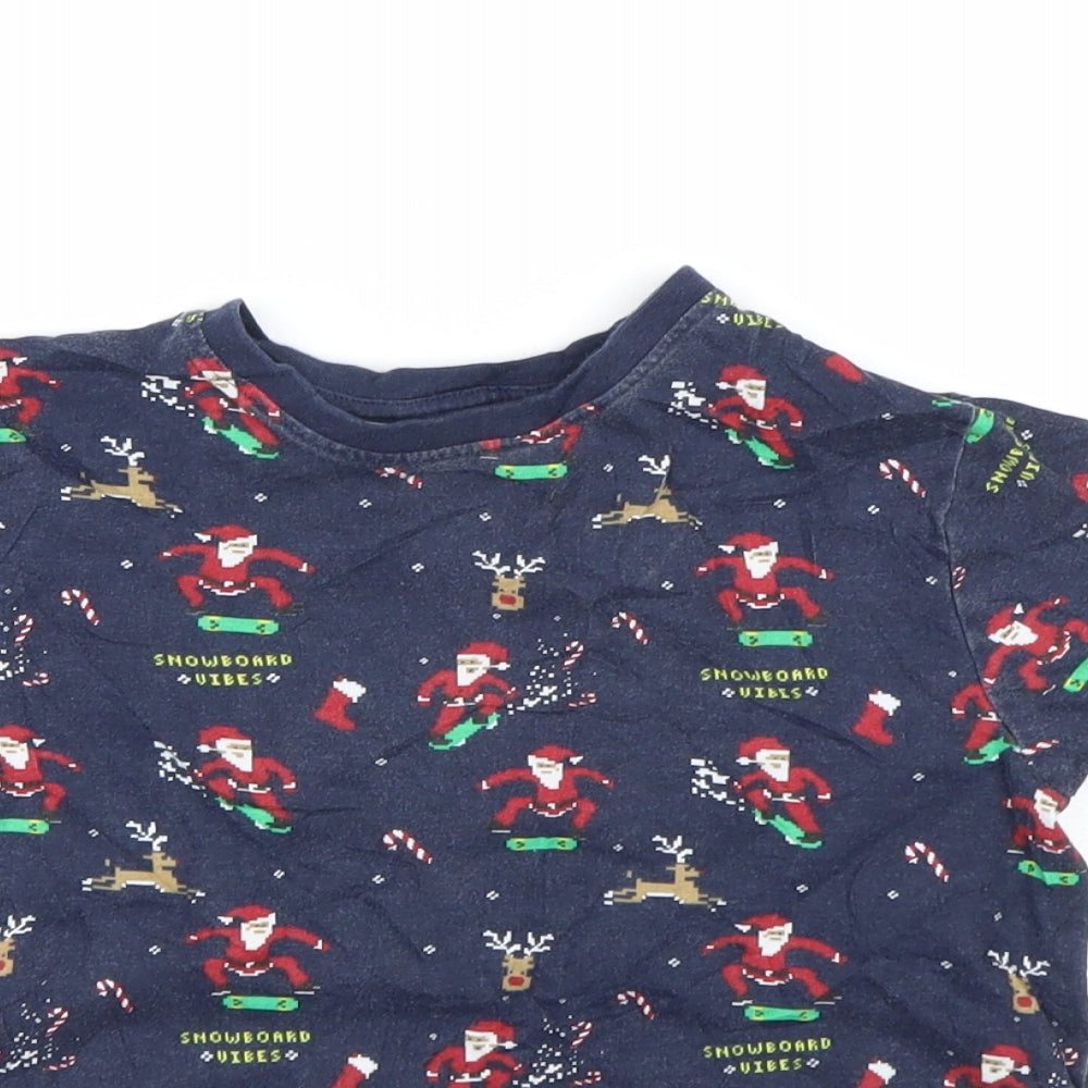 Primark Boys Blue   Basic T-Shirt Size 6-7 Years  - Christmas