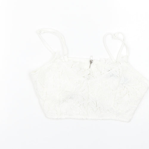 Missguided Womens White Floral  Cropped Tank Size 4