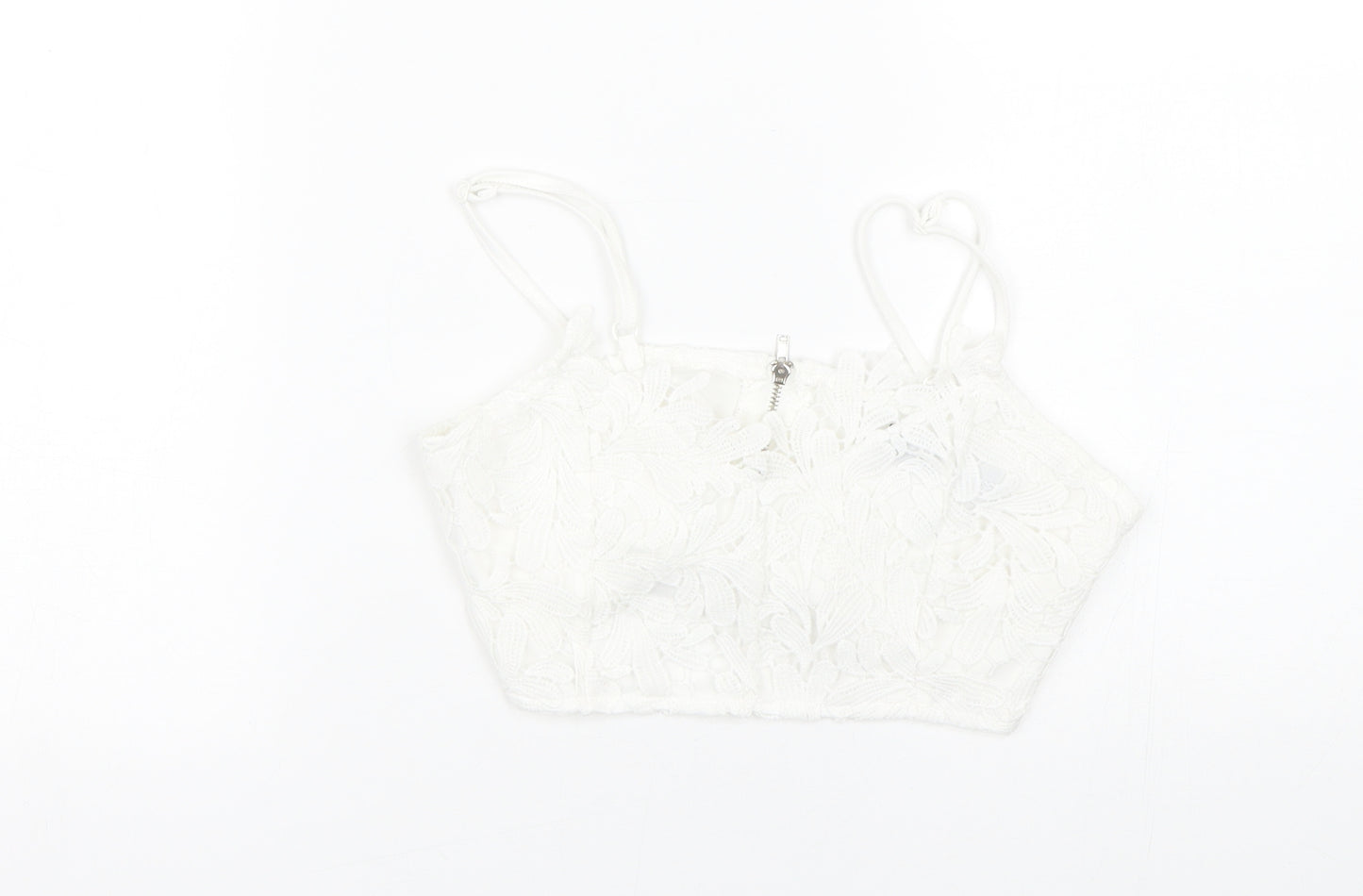 Missguided Womens White Floral  Cropped Tank Size 4