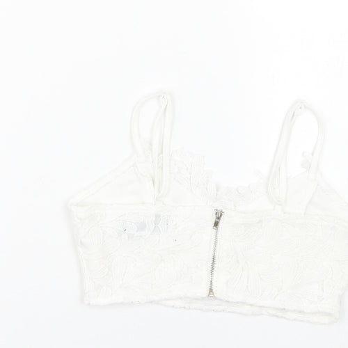 Missguided Womens White Floral  Cropped Tank Size 4