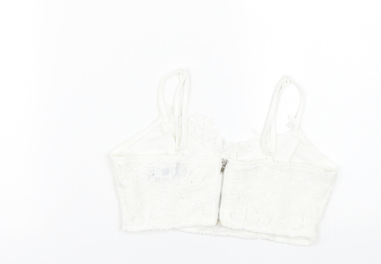 Missguided Womens White Floral  Cropped Tank Size 4