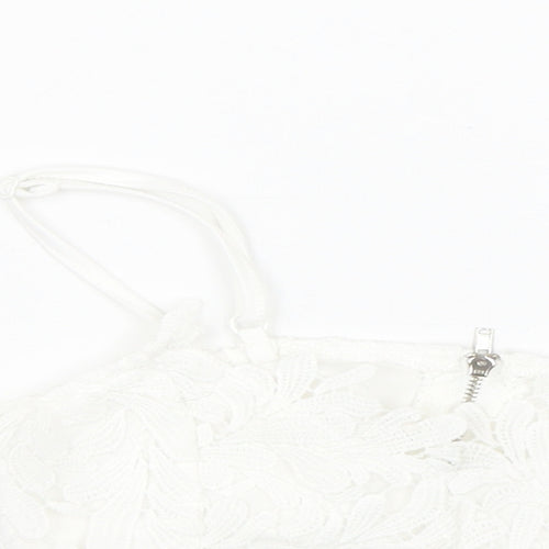 Missguided Womens White Floral  Cropped Tank Size 4