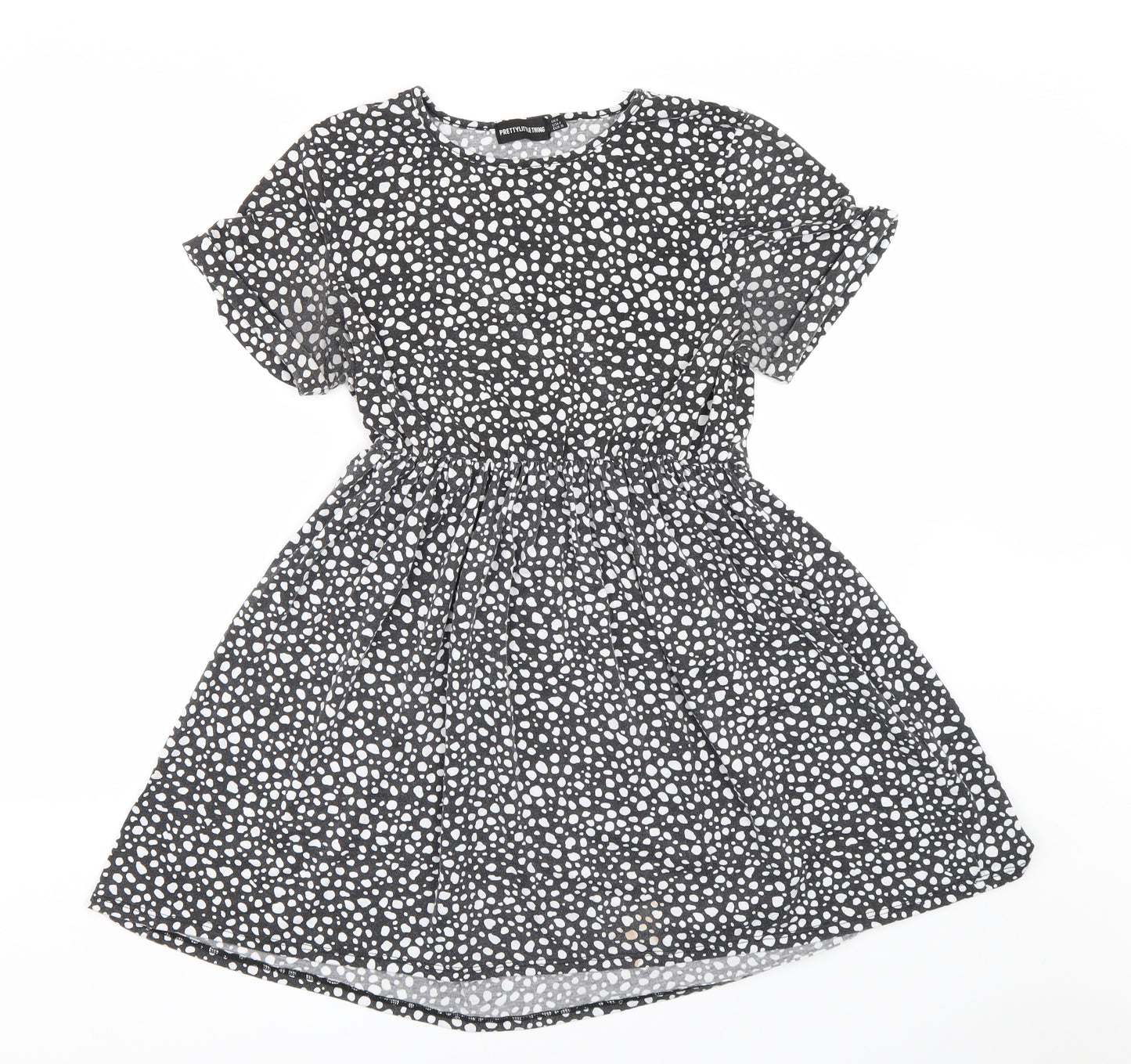 PRETTYLITTLETHING Womens Black Animal Print  T-Shirt Dress  Size 8