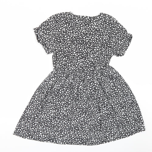 PRETTYLITTLETHING Womens Black Animal Print  T-Shirt Dress  Size 8