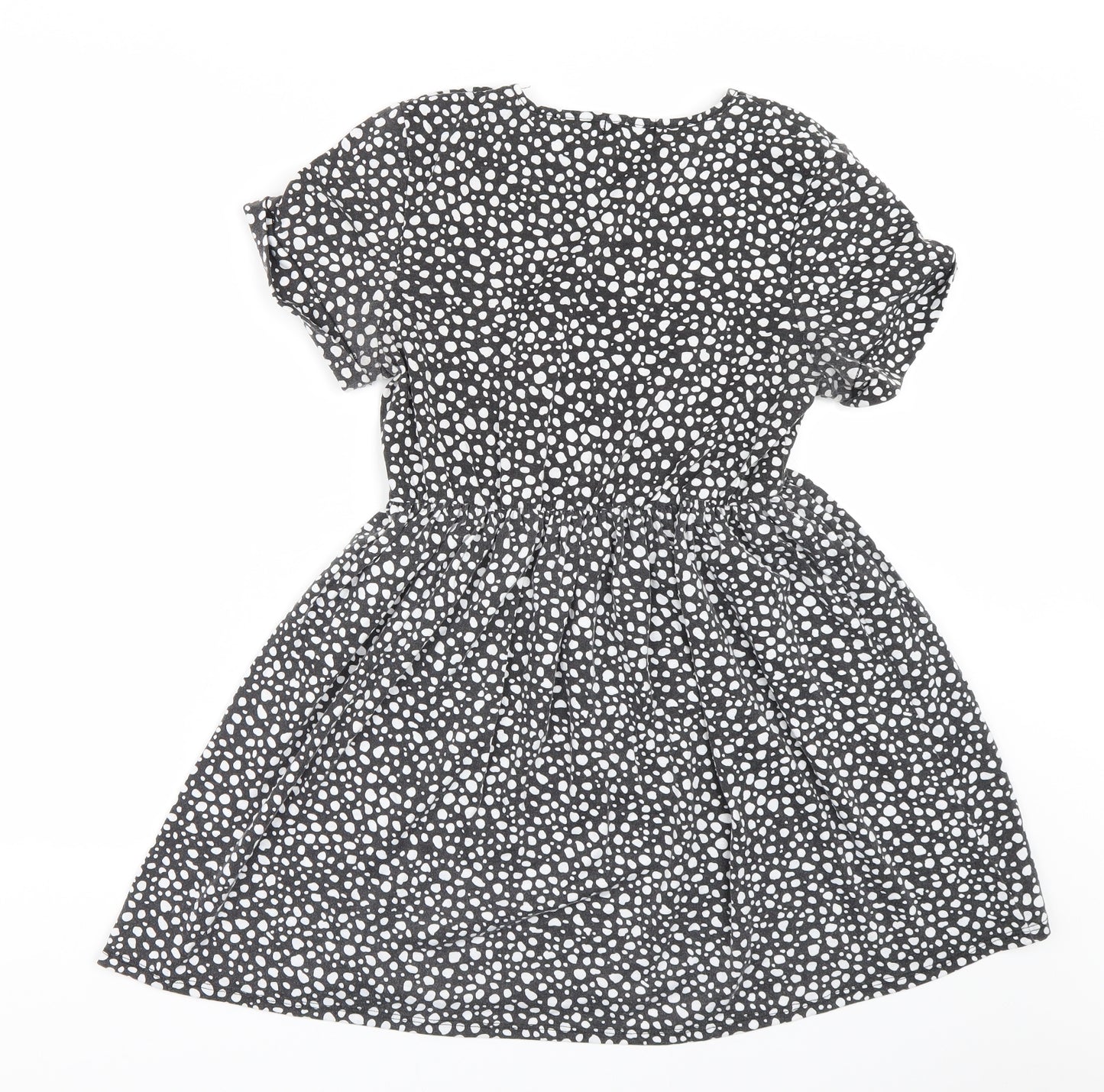 PRETTYLITTLETHING Womens Black Animal Print  T-Shirt Dress  Size 8