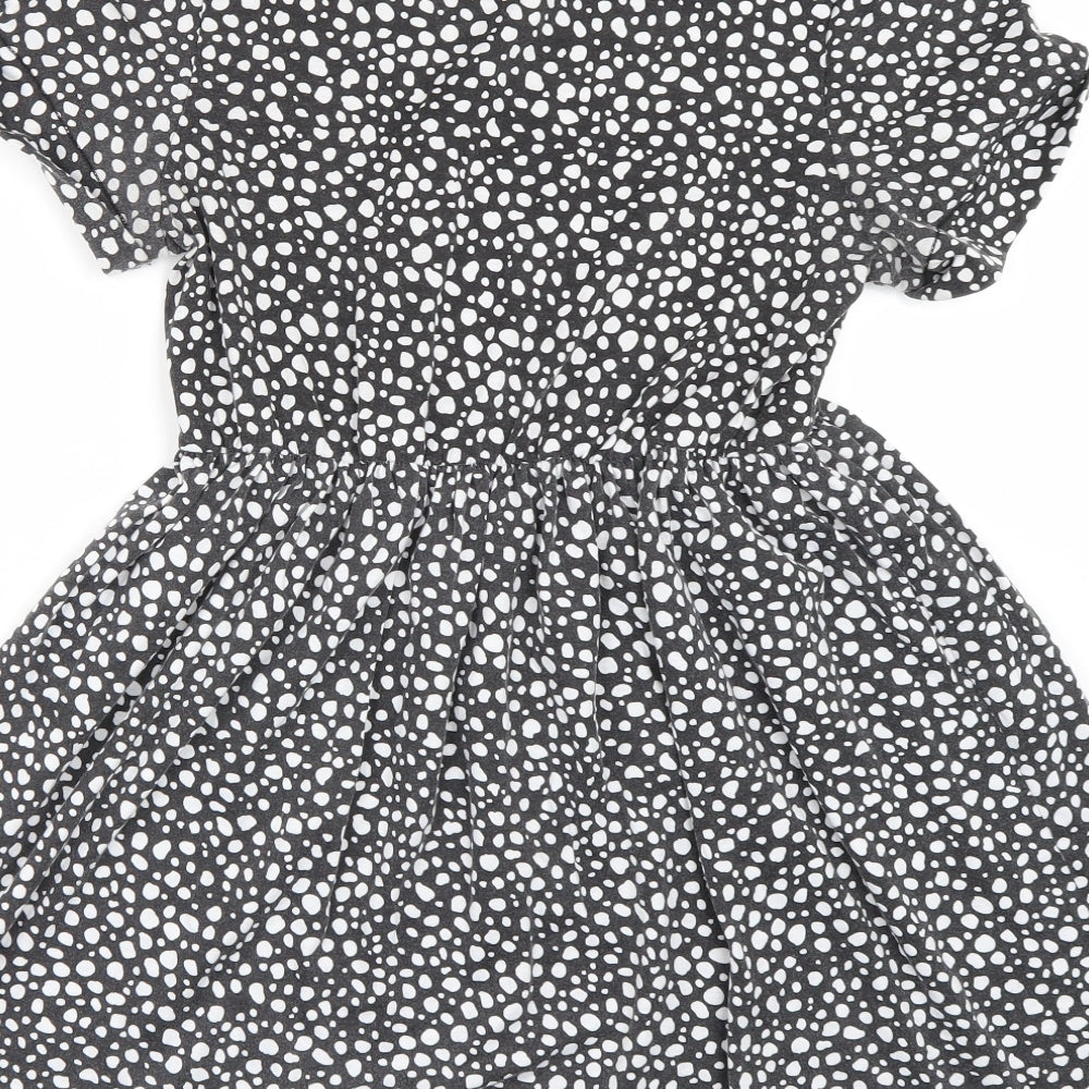 PRETTYLITTLETHING Womens Black Animal Print  T-Shirt Dress  Size 8