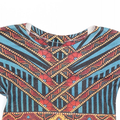 Preworn Womens Multicoloured Geometric  Basic T-Shirt Size L