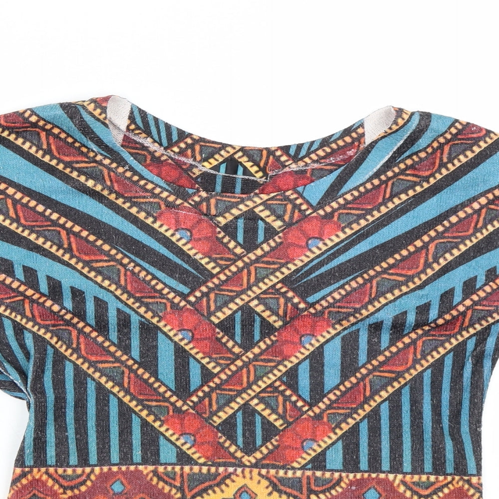 Preworn Womens Multicoloured Geometric  Basic T-Shirt Size L