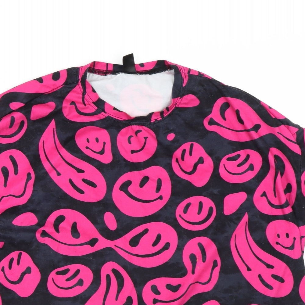 Shien Womens Multicoloured Geometric  Basic T-Shirt Size S