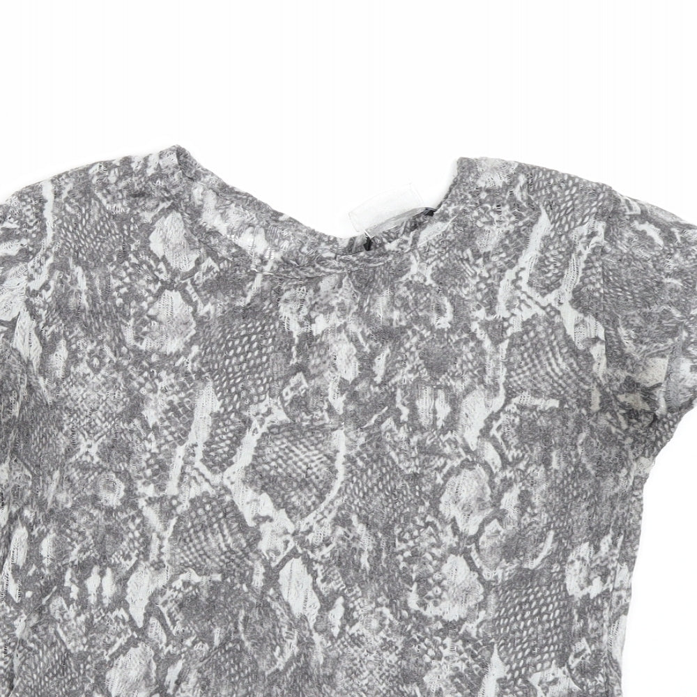 Atmosphere Womens Grey Animal Print  Basic T-Shirt Size 12