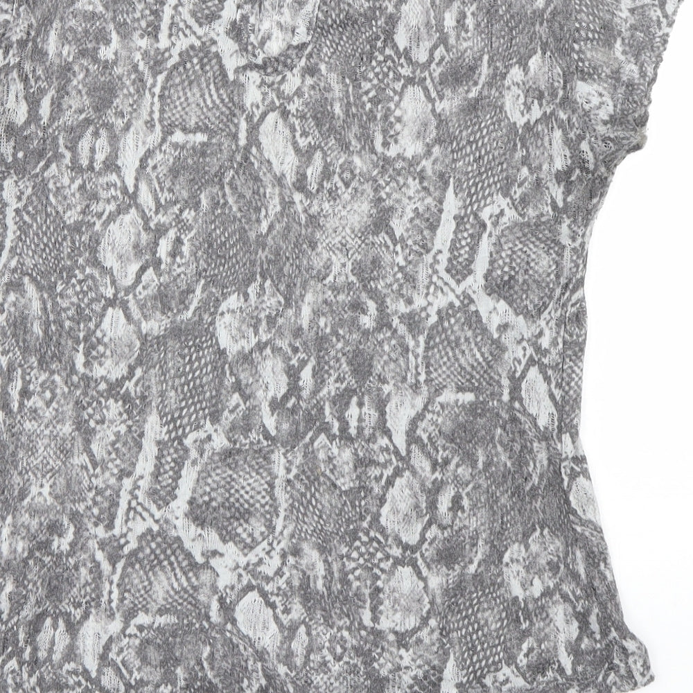 Atmosphere Womens Grey Animal Print  Basic T-Shirt Size 12