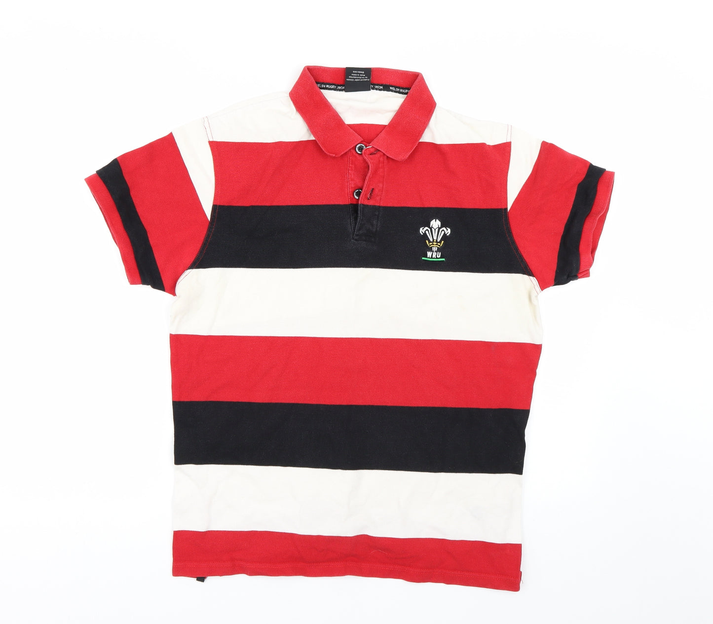 Welsh Rugby Union Mens Red Striped   Polo Size L