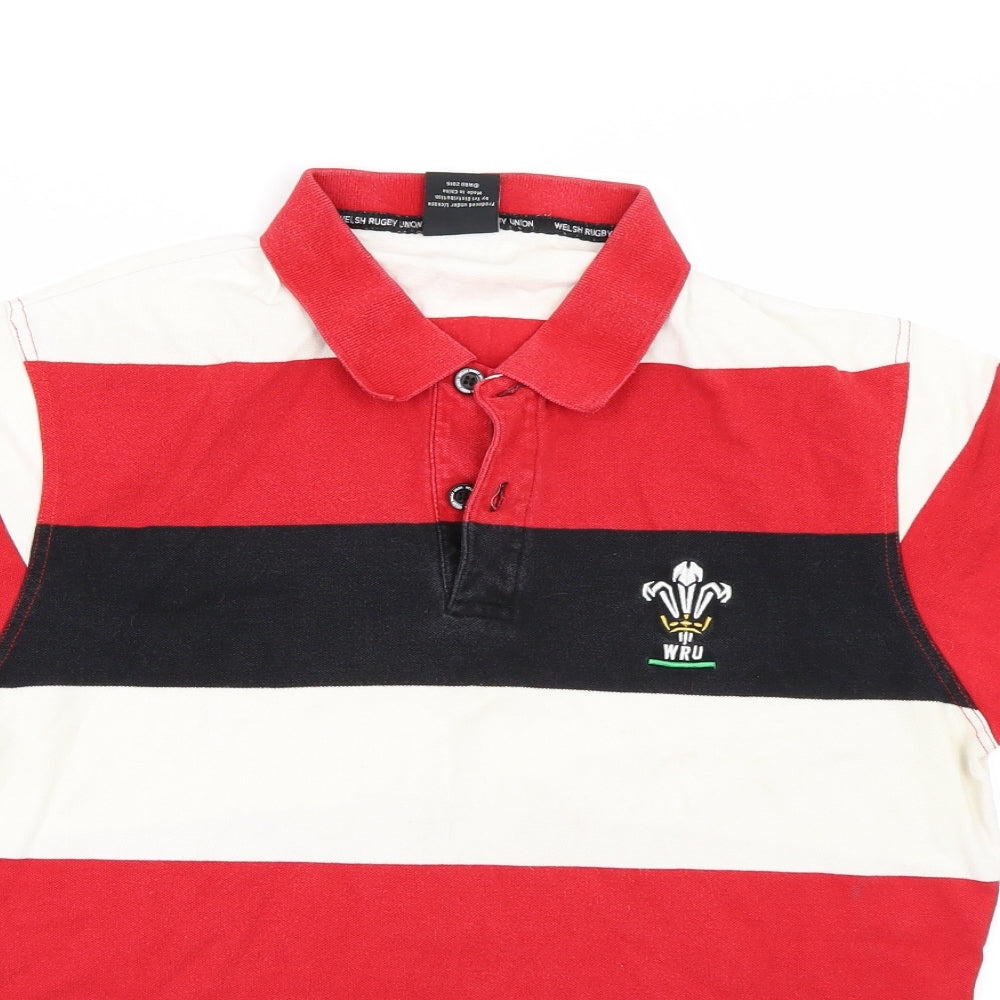Welsh Rugby Union Mens Red Striped   Polo Size L