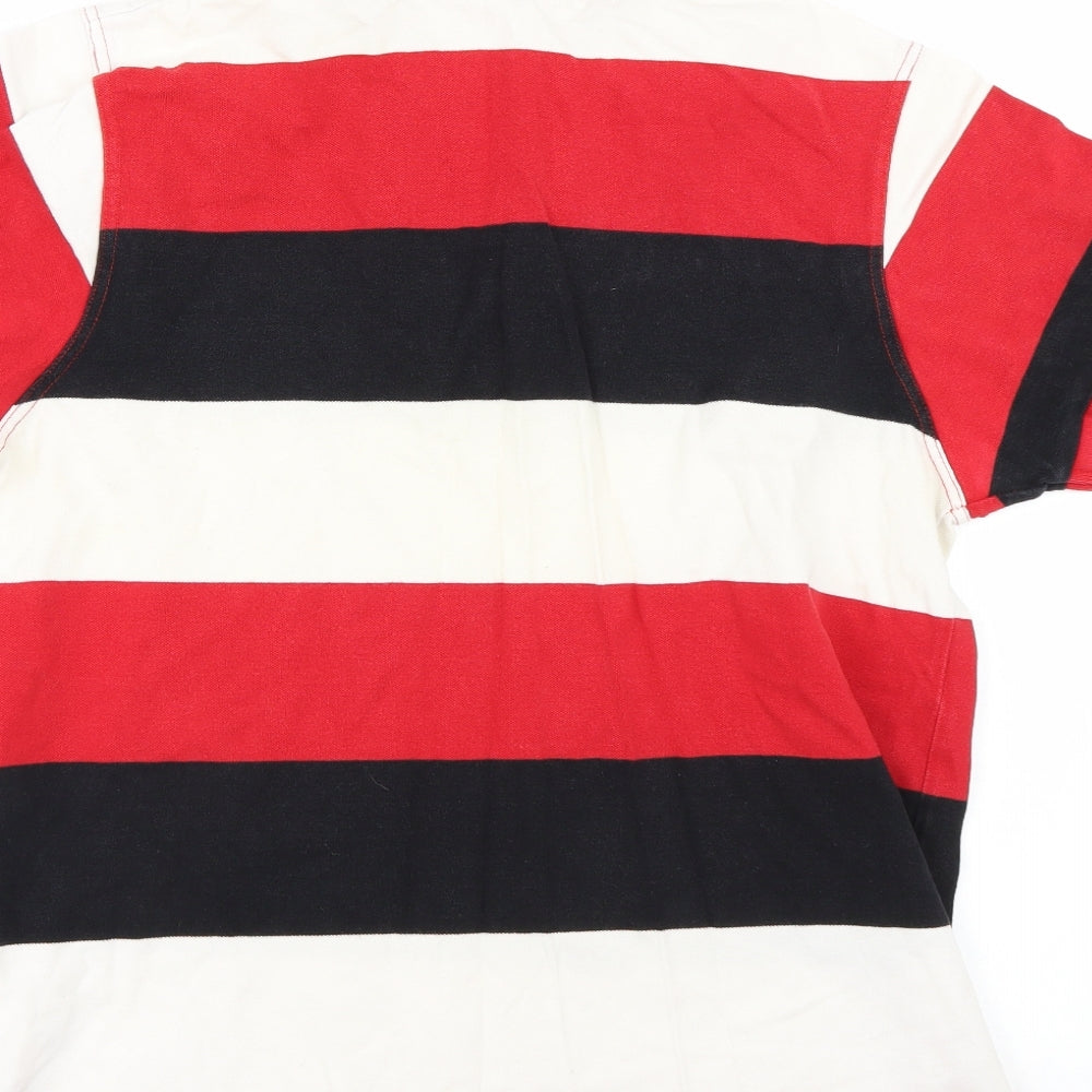 Welsh Rugby Union Mens Red Striped   Polo Size L