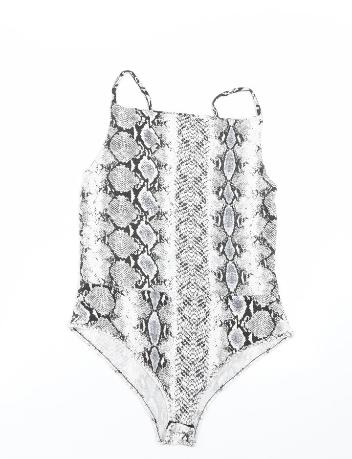New Look Womens White Animal Print  Catsuit One-Piece Size 12