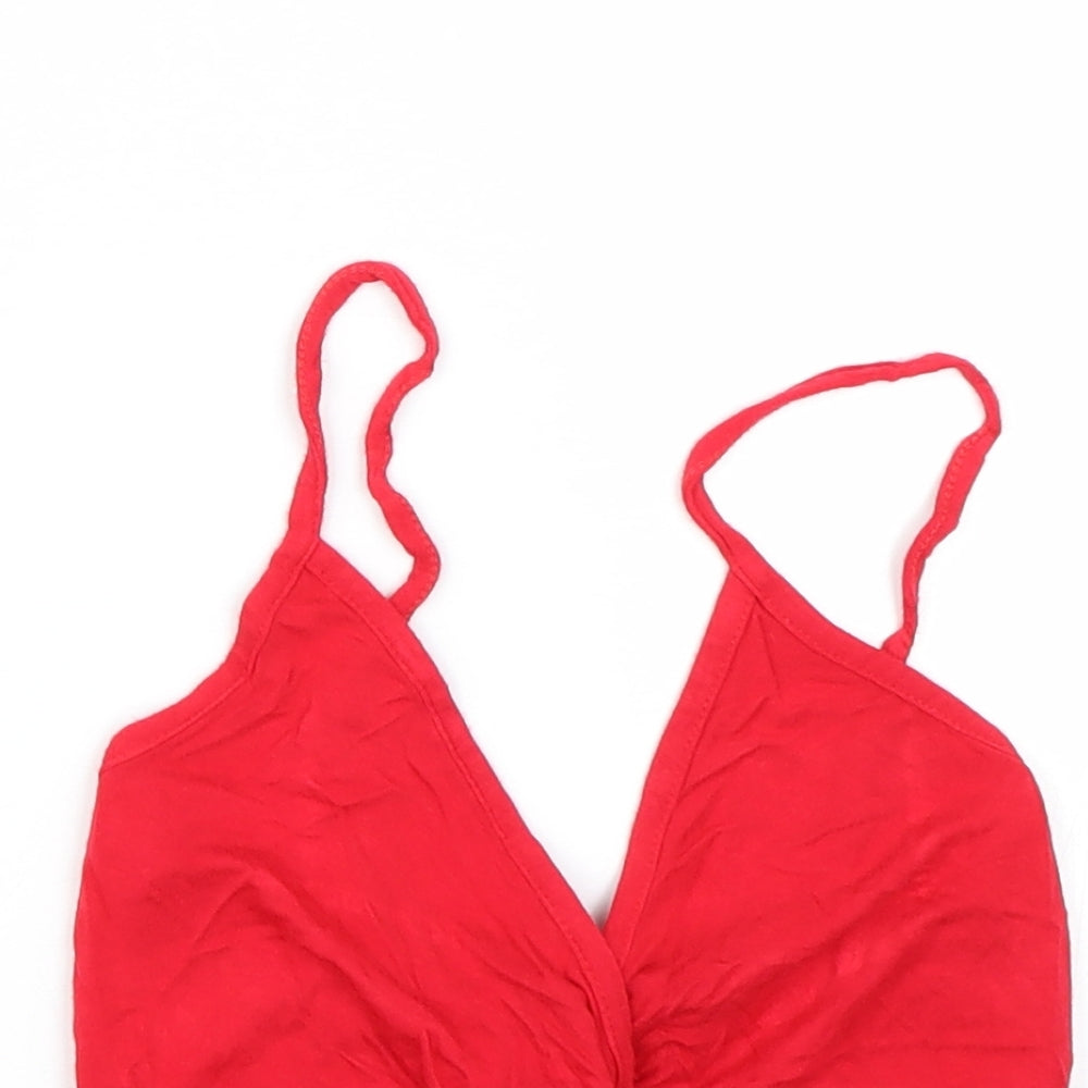 PRETTYLITTLETHING Womens Red   Cropped T-Shirt Size 4