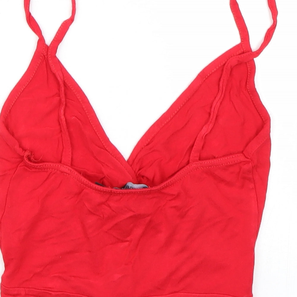 PRETTYLITTLETHING Womens Red   Cropped T-Shirt Size 4