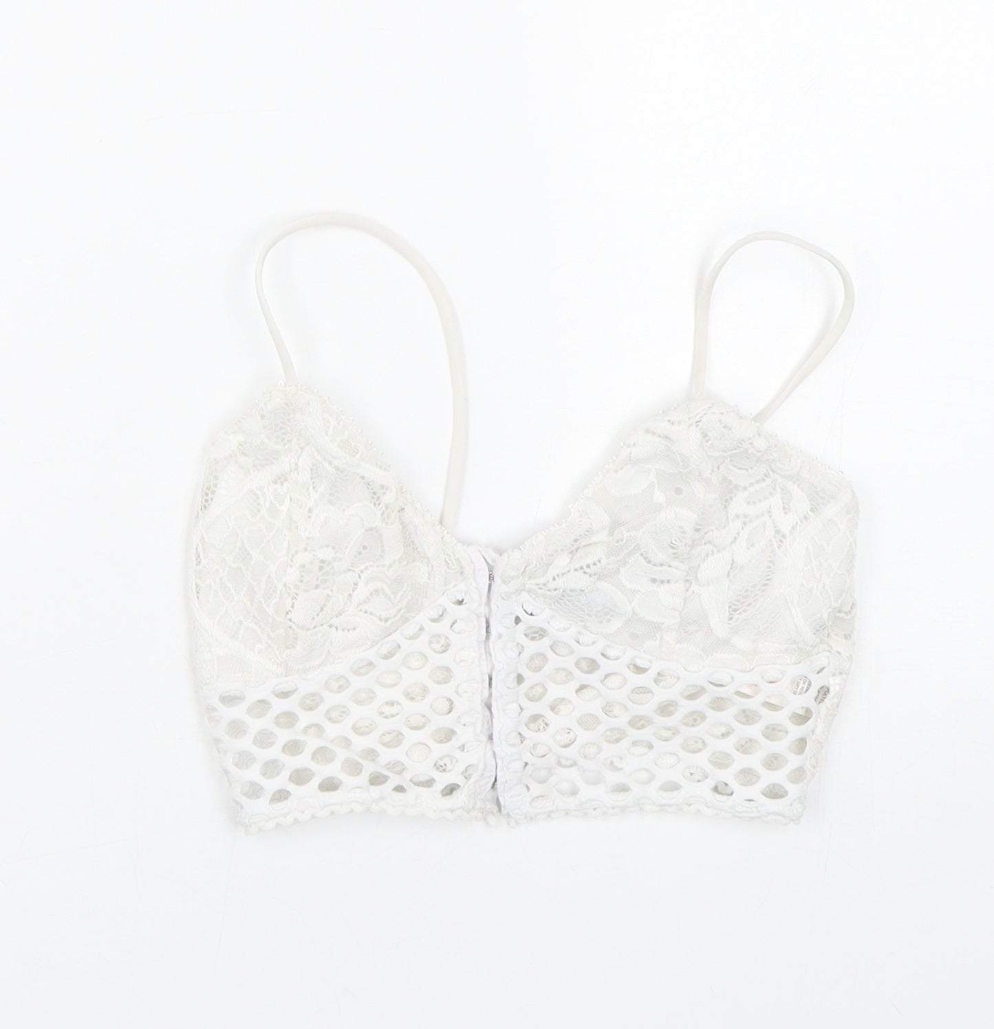 PRETTYLITTLETHING Womens White Floral  Cropped Tank Size 4