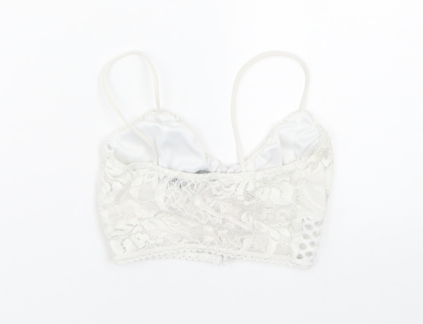 PRETTYLITTLETHING Womens White Floral  Cropped Tank Size 4