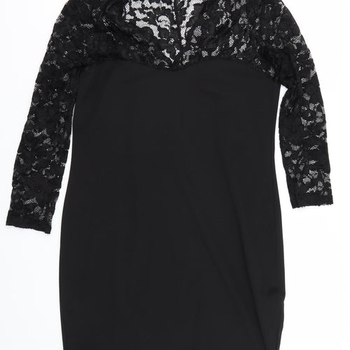 Elite99 Womens Black Floral  T-Shirt Dress  Size M