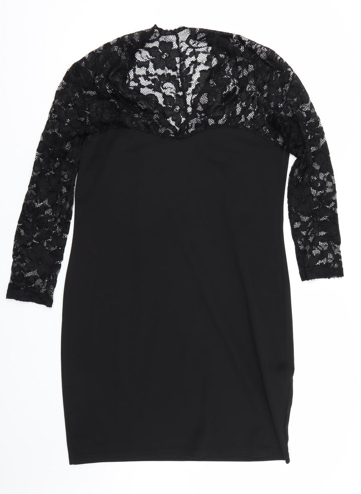 Elite99 Womens Black Floral  T-Shirt Dress  Size M