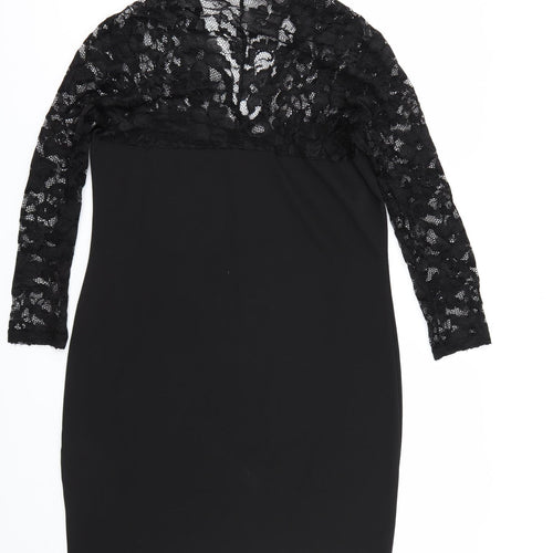 Elite99 Womens Black Floral  T-Shirt Dress  Size M
