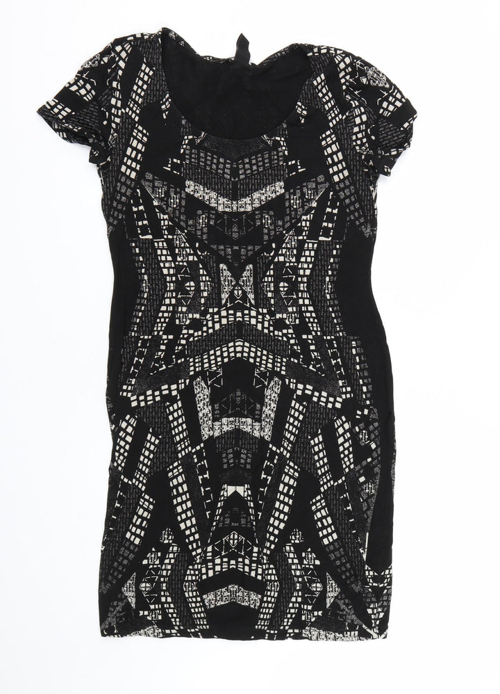 H&M Womens Black Geometric Wrap Dress Size M