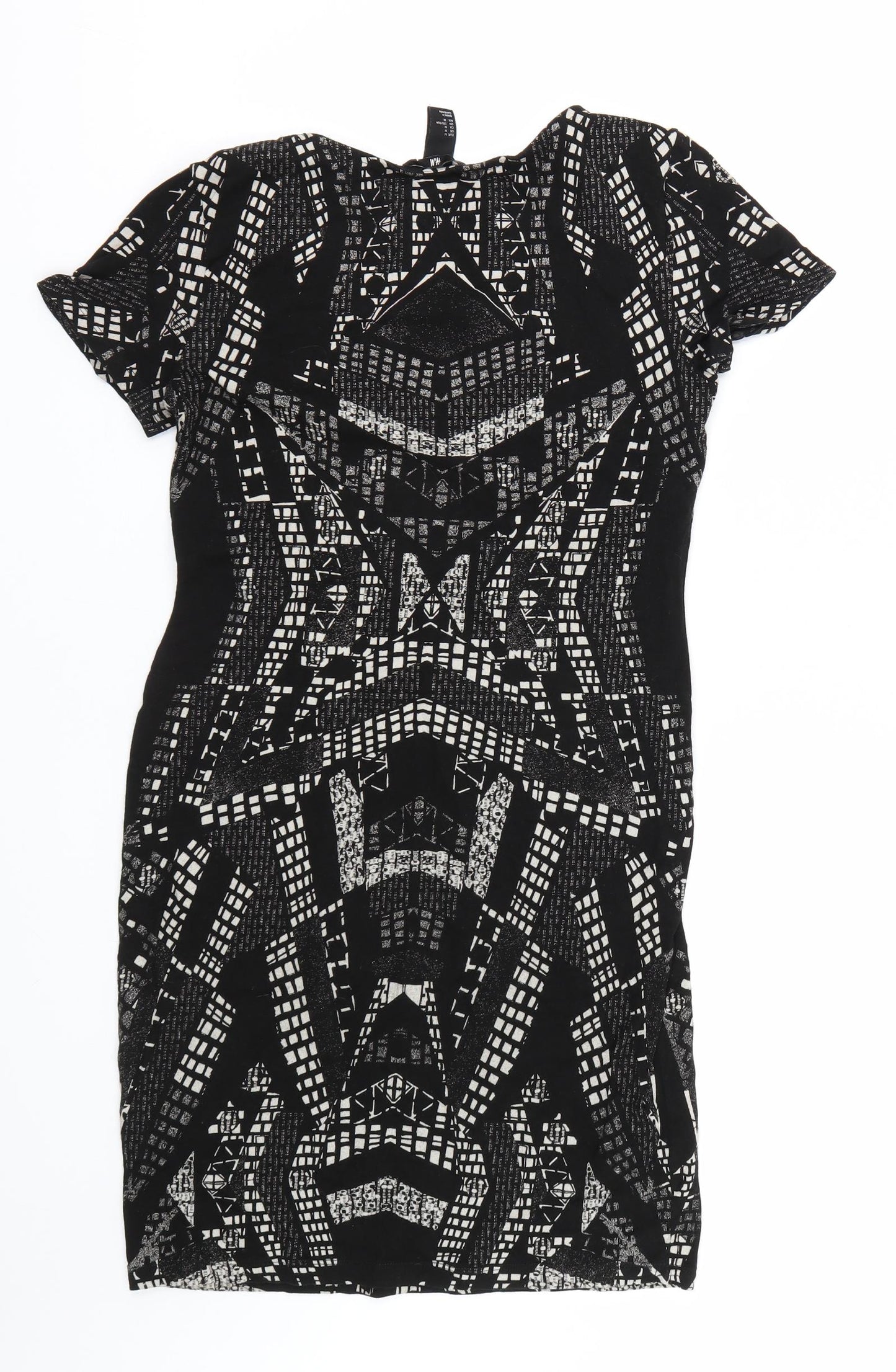 H&M Womens Black Geometric  Wrap Dress  Size M