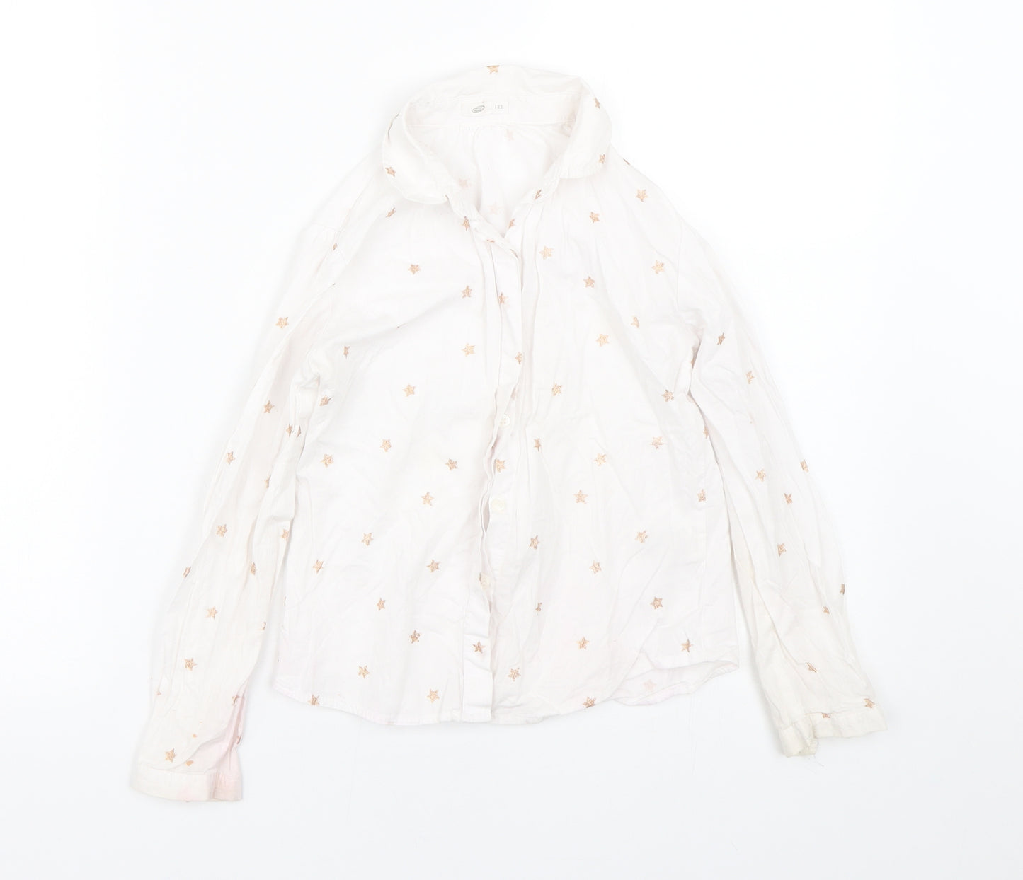 PEPco Girls White Polka Dot  Basic Button-Up Size 6-7 Years