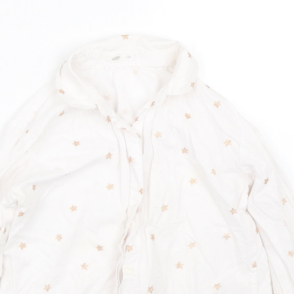 PEPco Girls White Polka Dot  Basic Button-Up Size 6-7 Years