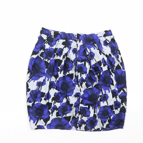 Topshop Womens Blue Floral  Mini Skirt Size 10