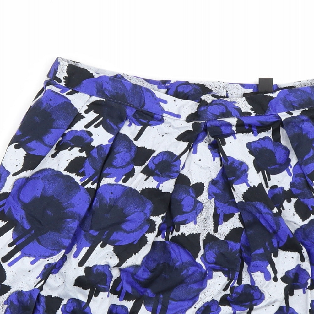 Topshop Womens Blue Floral  Mini Skirt Size 10