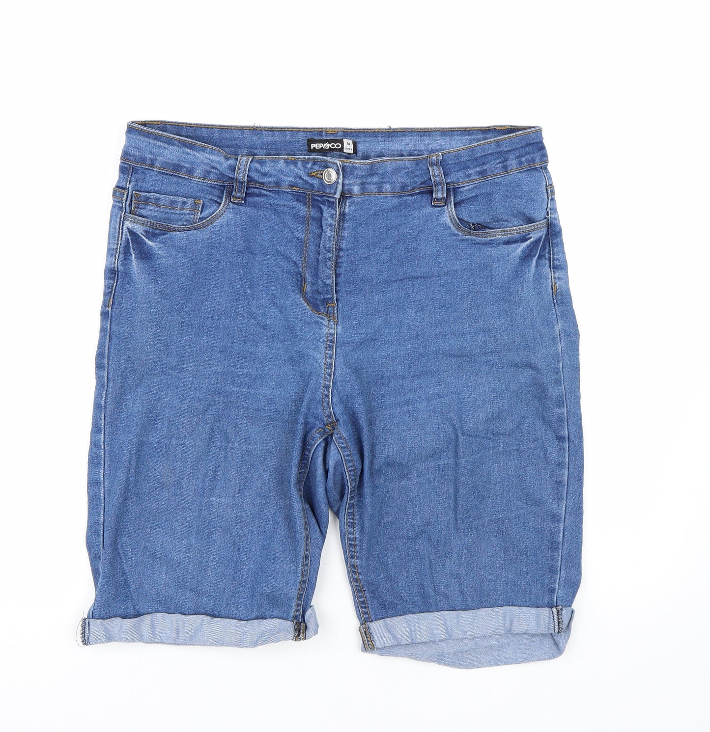 Pep&co Womens Blue  Denim Bermuda Shorts Size 14