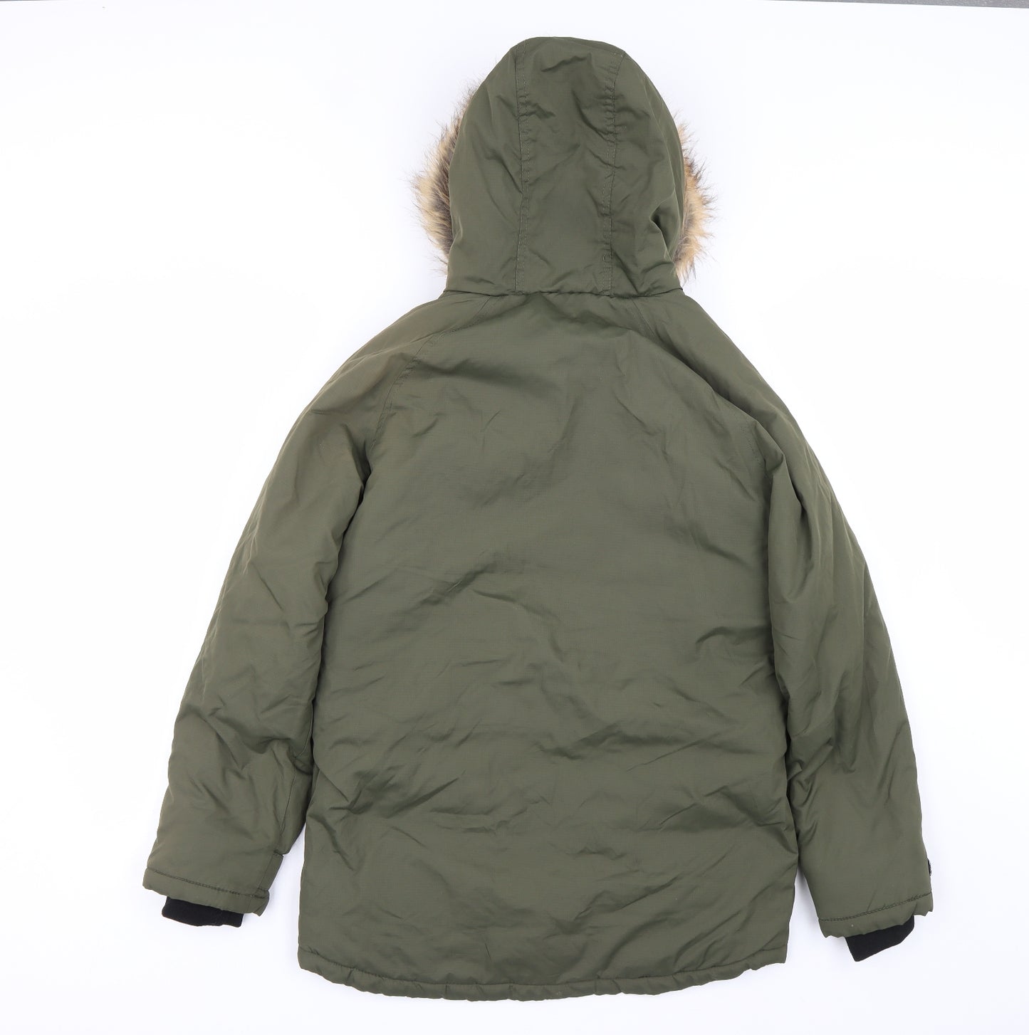 M&S Boys Green   Parka Coat Size 11-12 Years