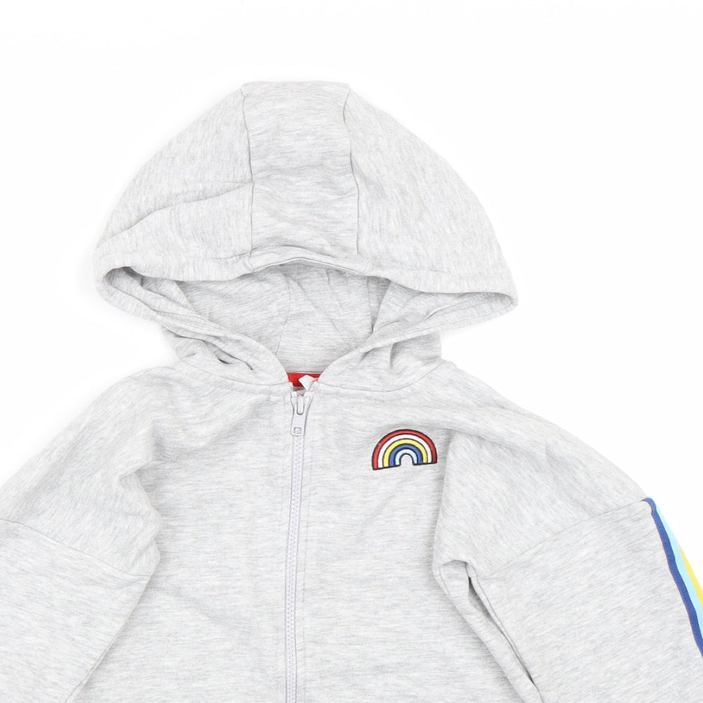 TU Girls Grey Striped  Full Zip Hoodie Size 10 Years