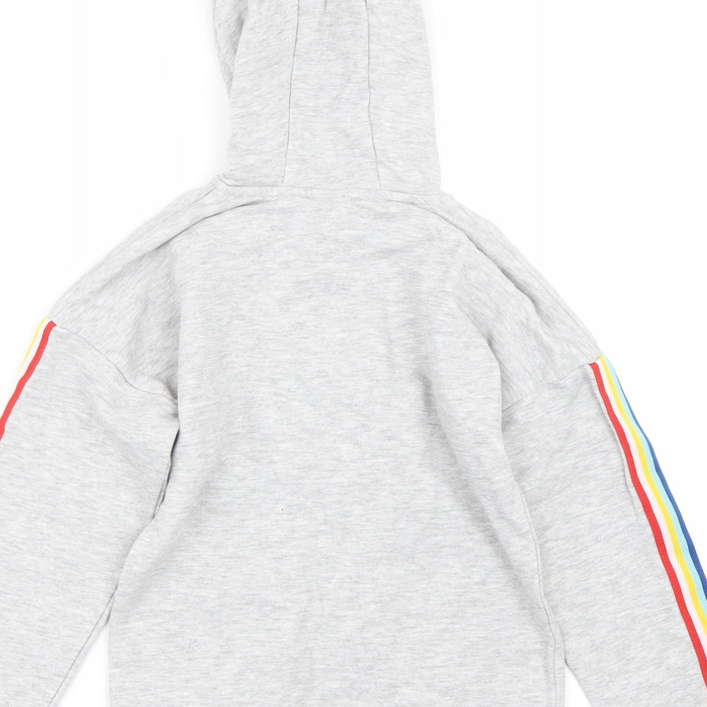 TU Girls Grey Striped  Full Zip Hoodie Size 10 Years