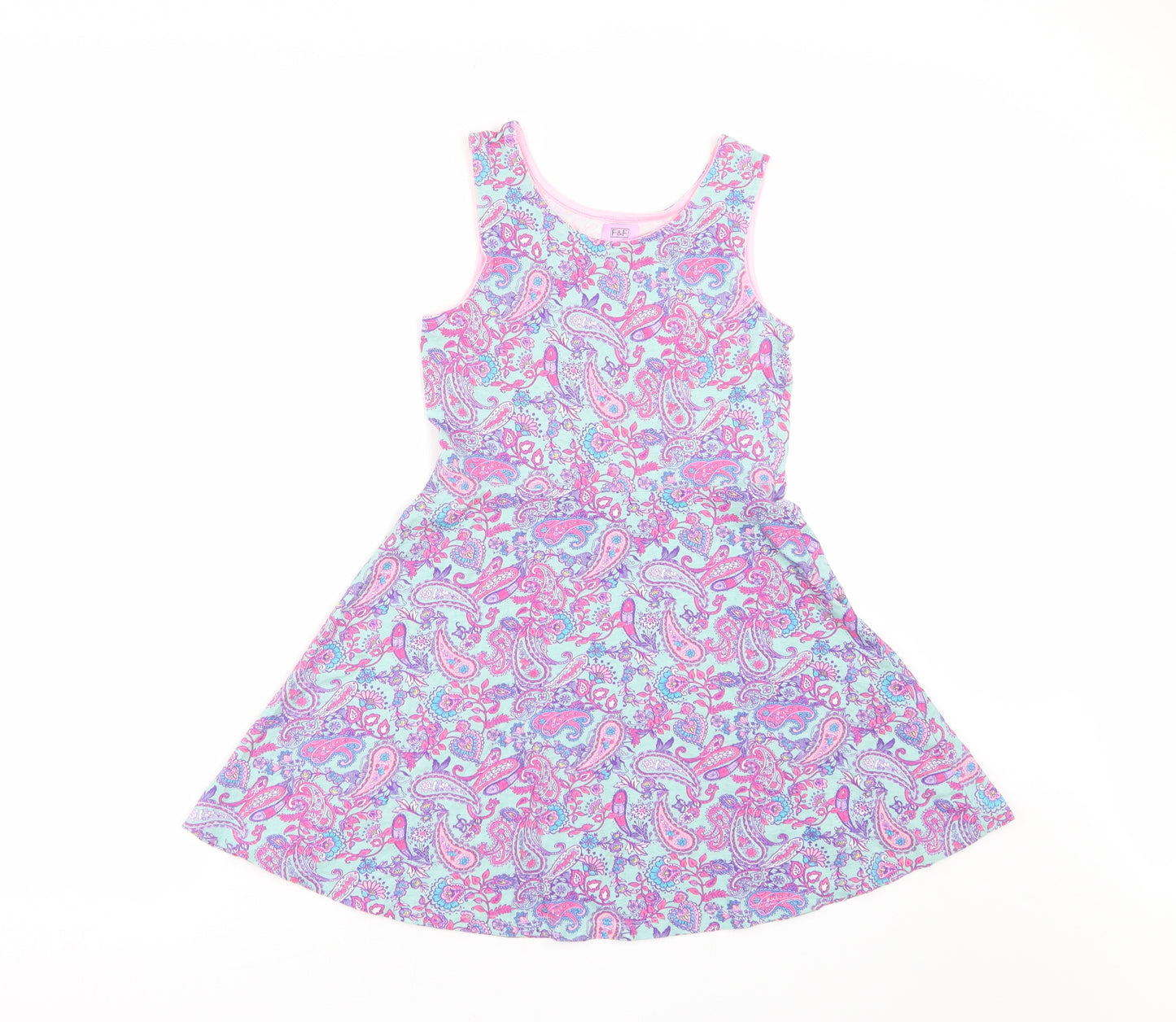 F&F Girls Pink Paisley  Tank Dress  Size 9-10 Years