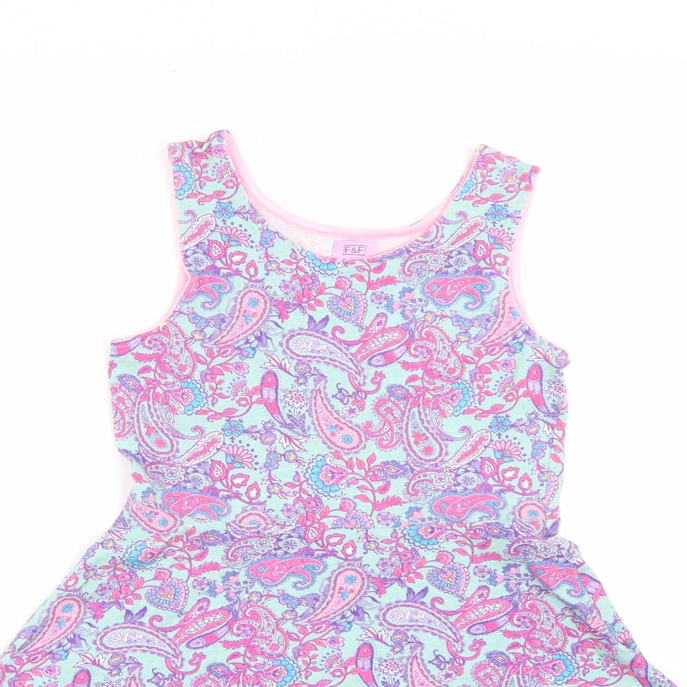 F&F Girls Pink Paisley  Tank Dress  Size 9-10 Years