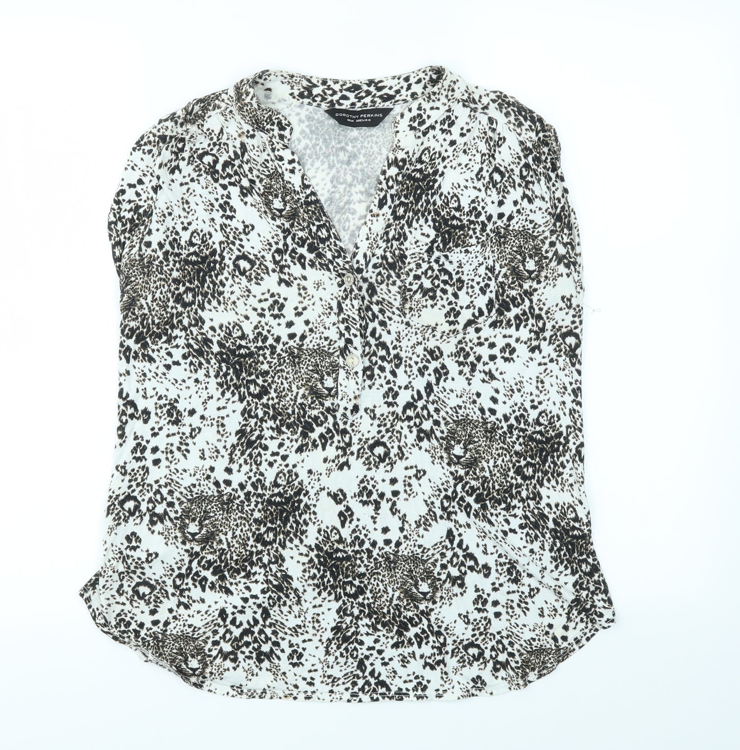 Dorothy Perkins Womens Brown Animal Print  Basic T-Shirt Size 10