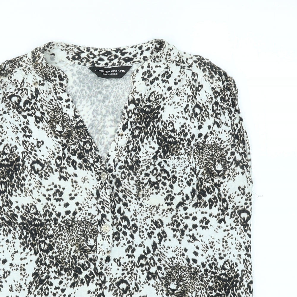 Dorothy Perkins Womens Brown Animal Print  Basic T-Shirt Size 10