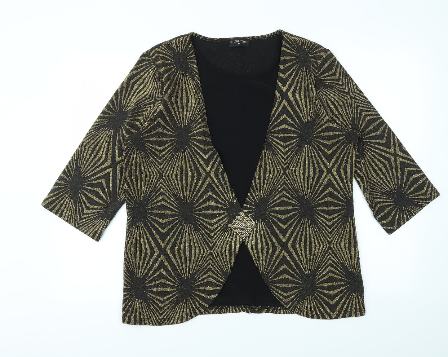 Anna rose Womens Gold Geometric  Basic T-Shirt Size XL
