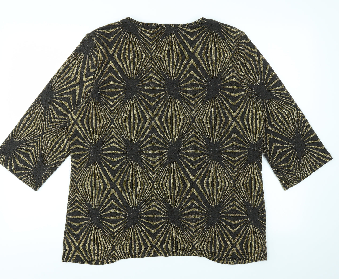 Anna rose Womens Gold Geometric  Basic T-Shirt Size XL