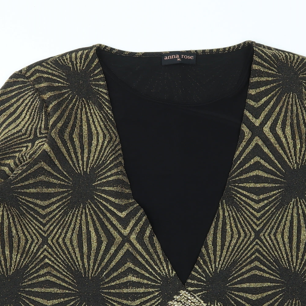 Anna rose Womens Gold Geometric  Basic T-Shirt Size XL