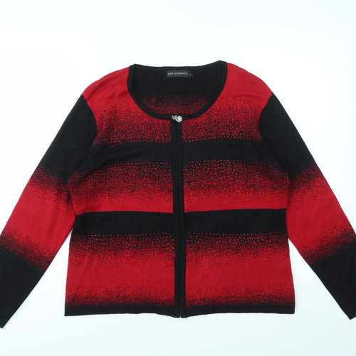 JUST ELEGANCE Womens Multicoloured Geometric  Full Zip Jumper Size XL