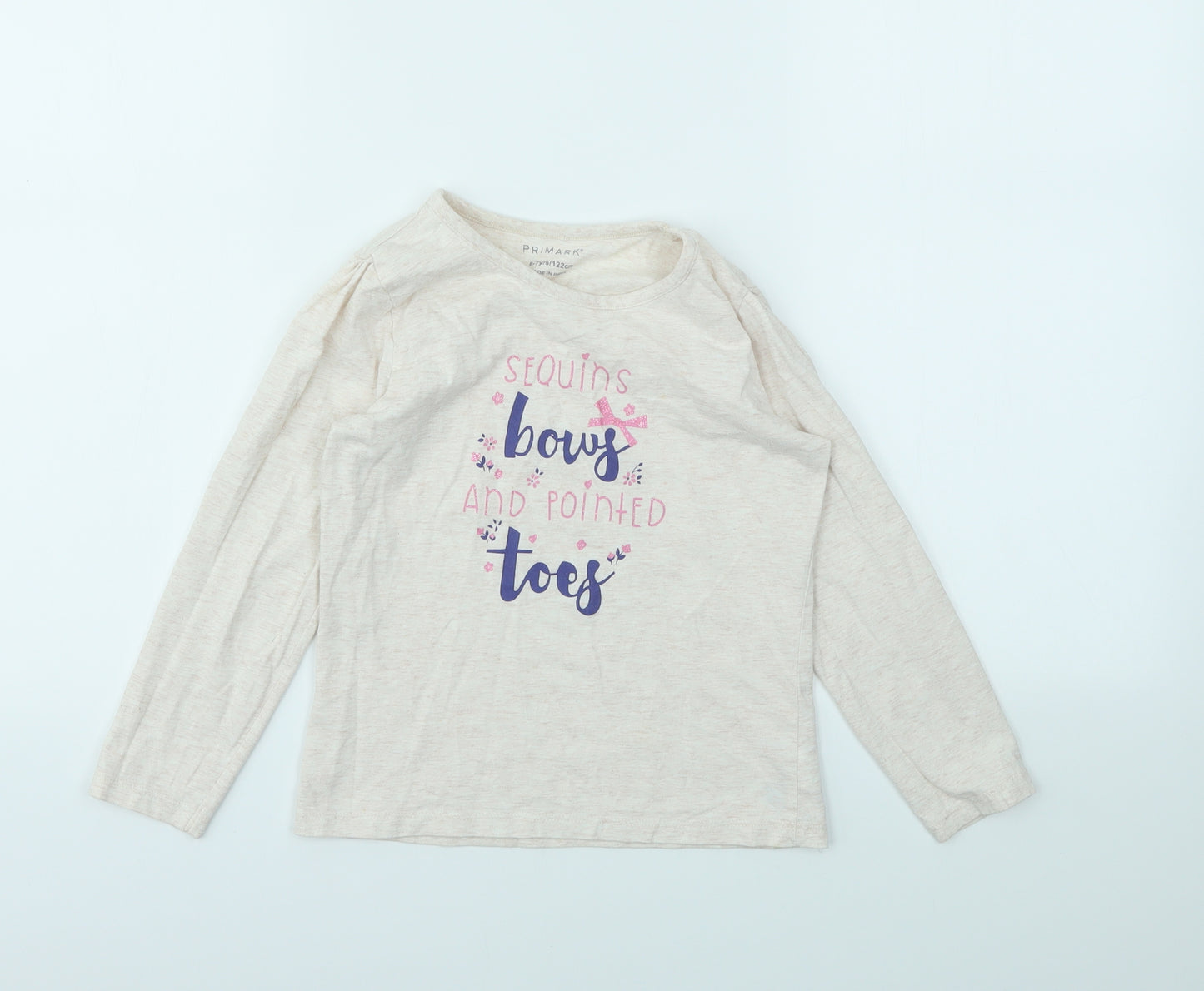 YD Girls Ivory   Basic T-Shirt Size 6-7 Years